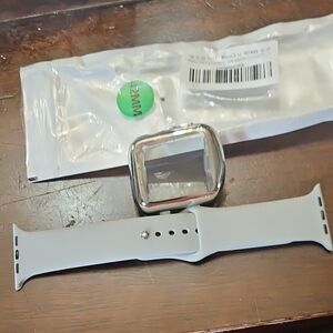 Premium Smartwatch Case with Silver Frame and Gray Band